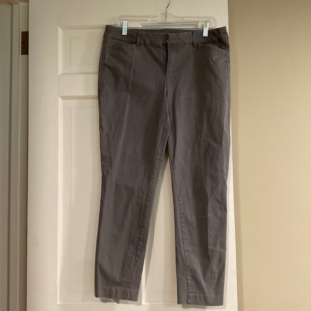 Pixie pants from old navy. 96% cotton.  Slim fit.  Ankle length.